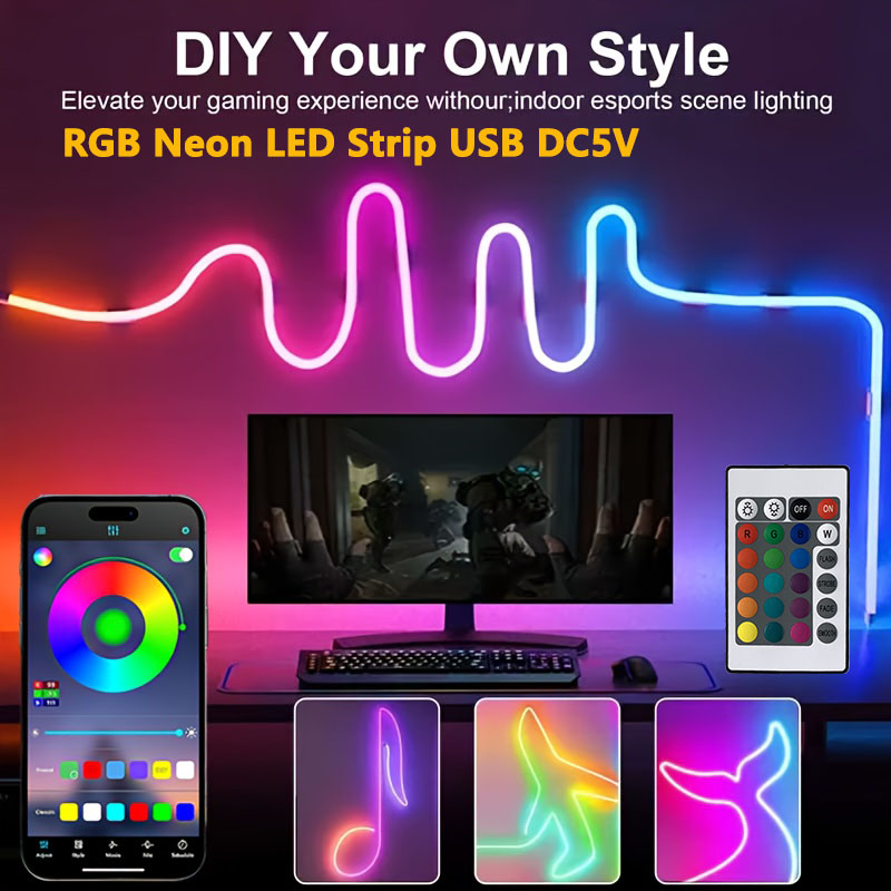 Gaming Accessories Bedroom - Bluetooth rgb neon led luzes de