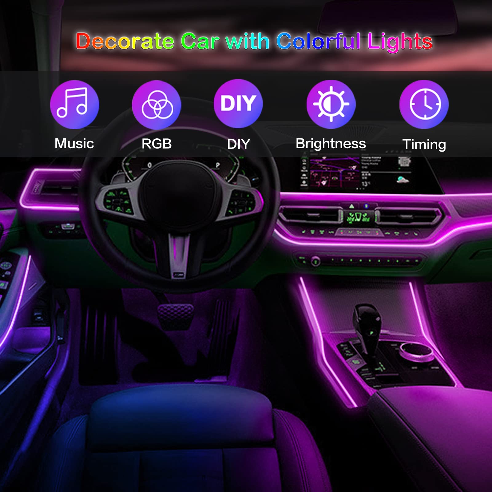 LED Car Interior Ambient Strip - Rgb Hub Sync avaliação e preço