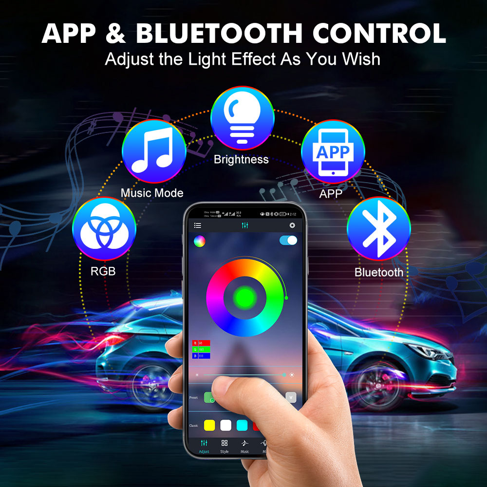Neon led interior luz do carro - Rgb Hub Sync avaliação e preço
